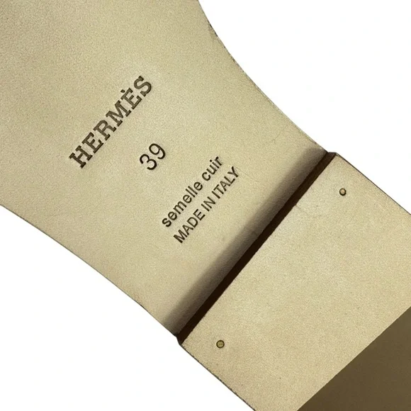 HERMES Oran White Leather H Women's Sandals Made in Italy Marked as 39 - 9US - Picture 5 of 12